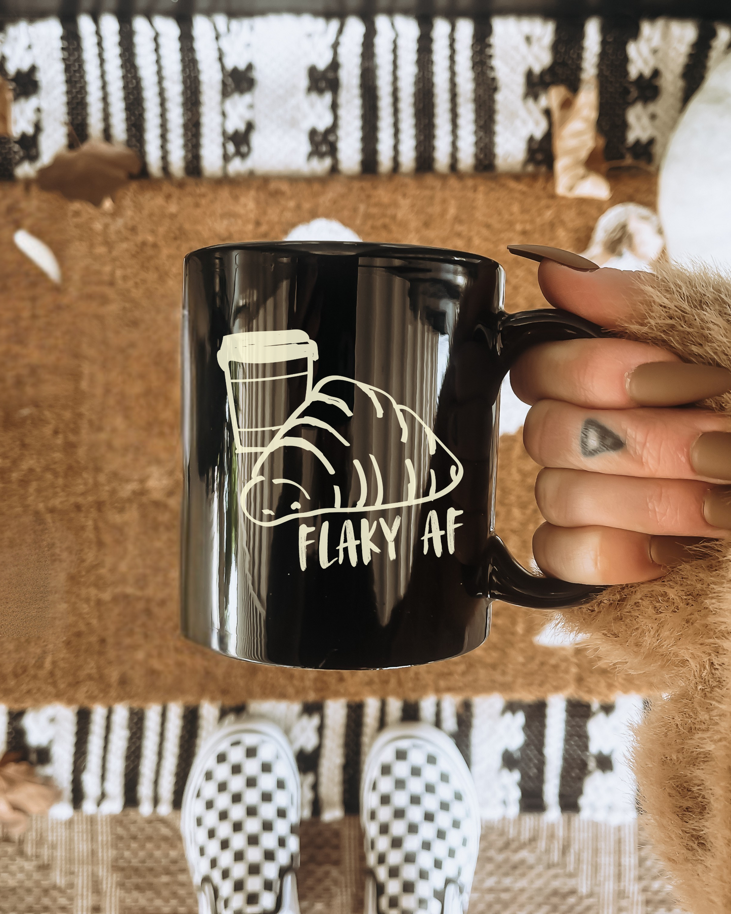 Flaky AF Black Glossy Mug