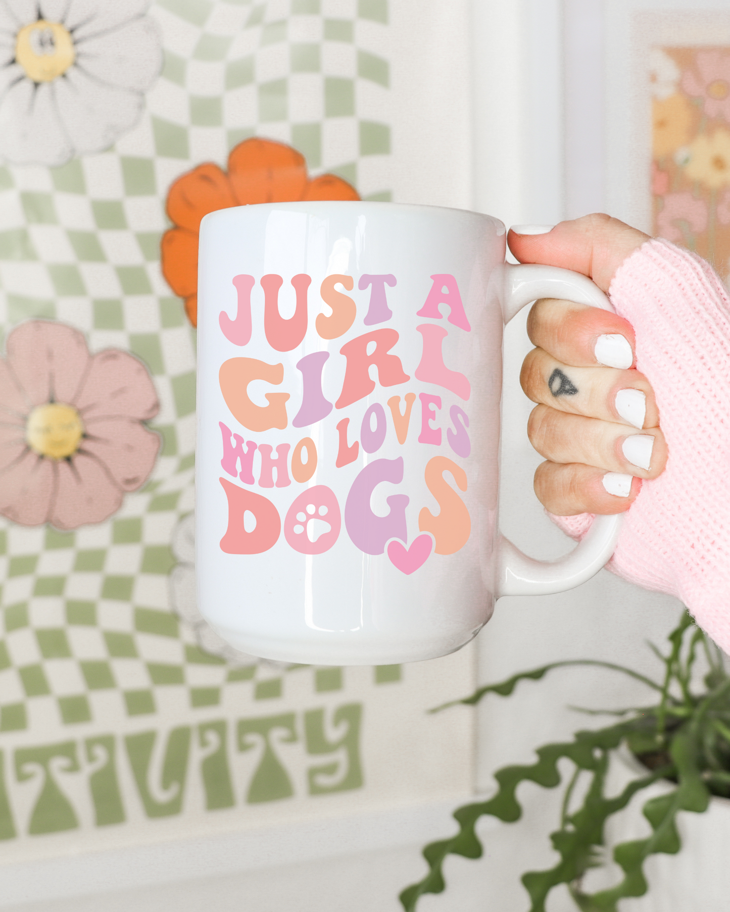 Just a girl who loves dogs White glossy mug